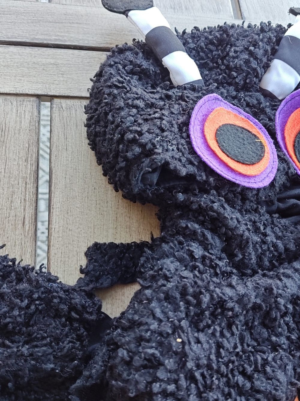 Source Unknown Black Fuzzy Bug Costume with Purple and Orange Accents